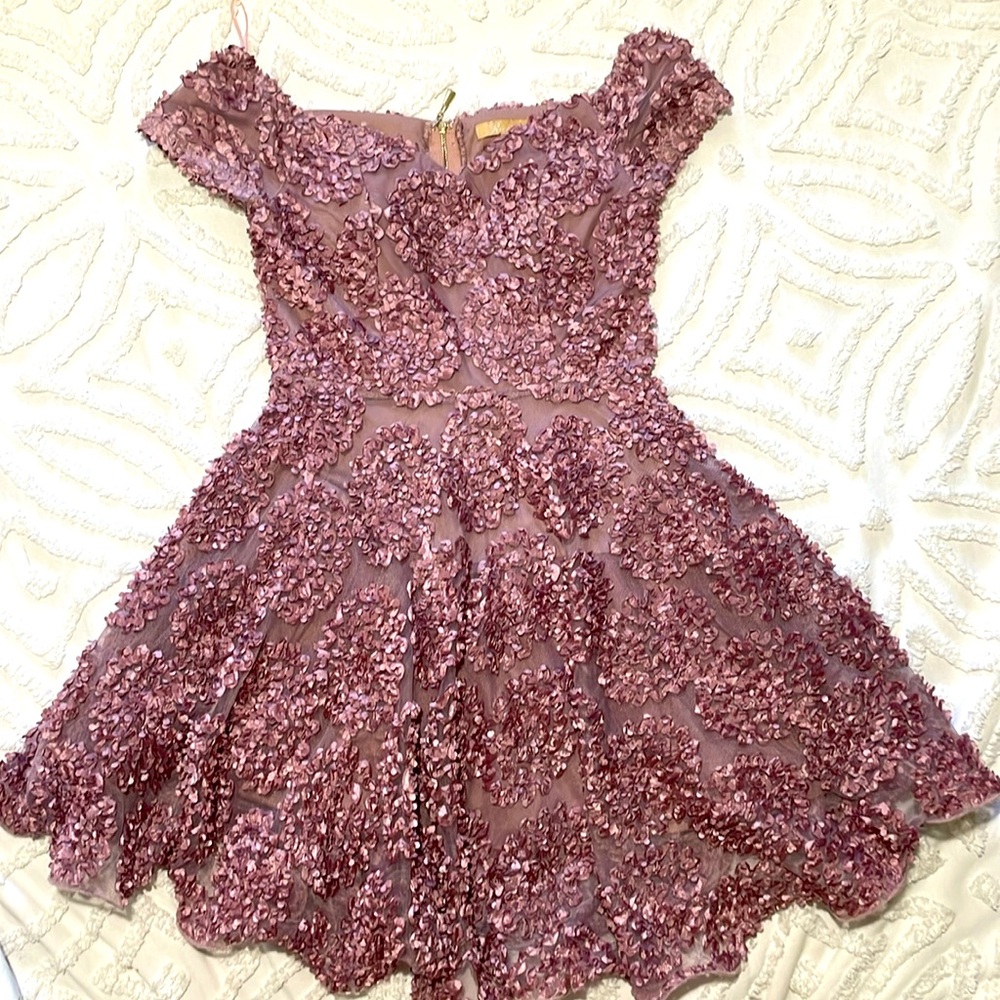 Raspberry-glace dress, fluffy bottom